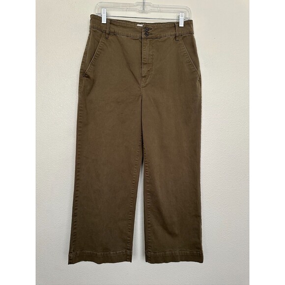 Frame Fatigue Crop Cotton Blend Army Green Pants Straight Leg Twill Women's 29 - Picture 2 of 9